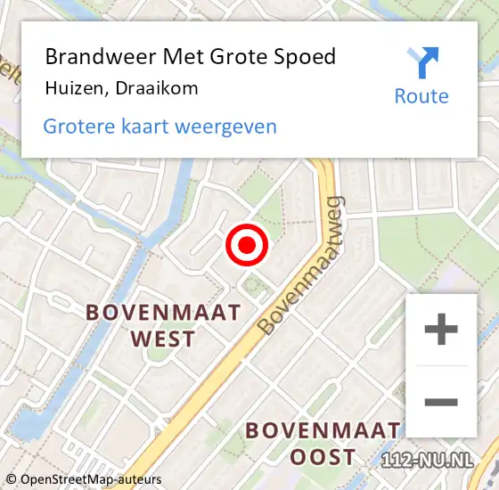 Locatie op kaart van de 112 melding: Brandweer Met Grote Spoed Naar Huizen, Draaikom op 12 mei 2024 18:36