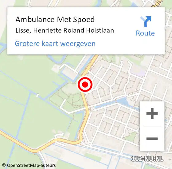 Locatie op kaart van de 112 melding: Ambulance Met Spoed Naar Lisse, Henriette Roland Holstlaan op 12 mei 2024 18:44
