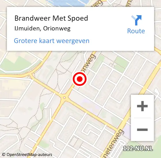 Locatie op kaart van de 112 melding: Brandweer Met Spoed Naar IJmuiden, Orionweg op 12 mei 2024 18:55