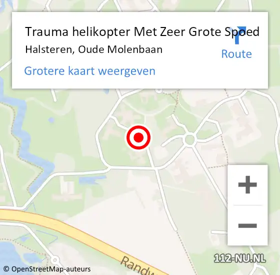 Locatie op kaart van de 112 melding: Trauma helikopter Met Zeer Grote Spoed Naar Halsteren, Oude Molenbaan op 12 mei 2024 18:59