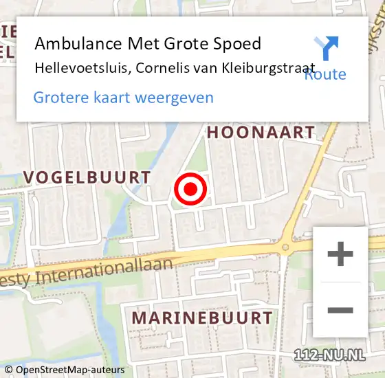 Locatie op kaart van de 112 melding: Ambulance Met Grote Spoed Naar Hellevoetsluis, Cornelis van Kleiburgstraat op 12 mei 2024 18:59