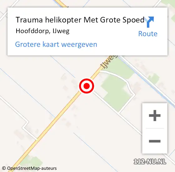 Locatie op kaart van de 112 melding: Trauma helikopter Met Grote Spoed Naar Hoofddorp, IJweg op 12 mei 2024 19:01
