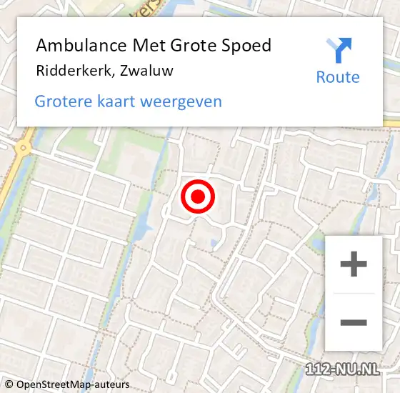 Locatie op kaart van de 112 melding: Ambulance Met Grote Spoed Naar Ridderkerk, Zwaluw op 12 mei 2024 19:06