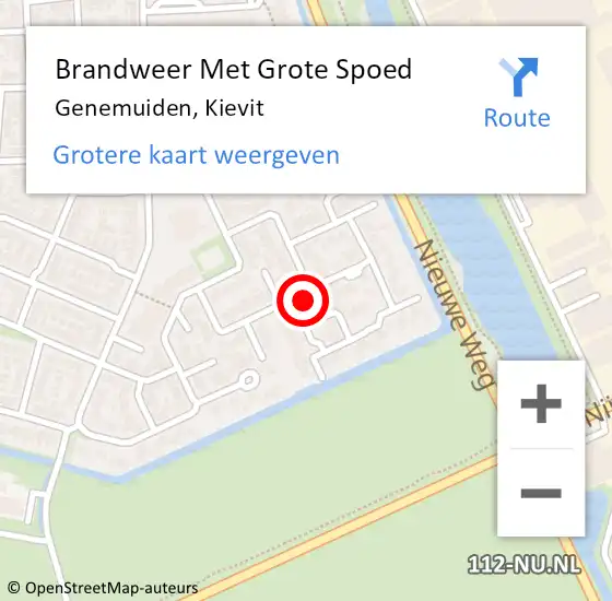 Locatie op kaart van de 112 melding: Brandweer Met Grote Spoed Naar Genemuiden, Kievit op 12 mei 2024 19:26