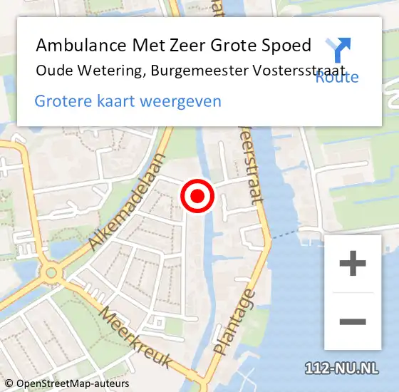 Locatie op kaart van de 112 melding: Ambulance Met Zeer Grote Spoed Naar Oude Wetering, Burgemeester Vostersstraat op 12 mei 2024 19:27