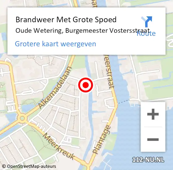 Locatie op kaart van de 112 melding: Brandweer Met Grote Spoed Naar Oude Wetering, Burgemeester Vostersstraat op 12 mei 2024 19:28