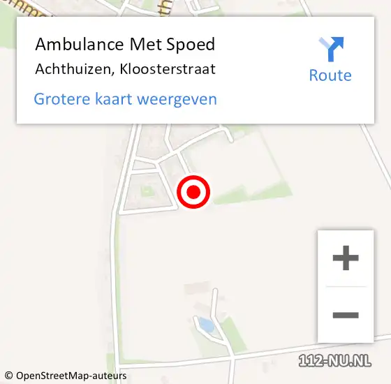 Locatie op kaart van de 112 melding: Ambulance Met Spoed Naar Achthuizen, Kloosterstraat op 12 mei 2024 19:28