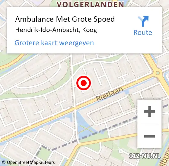 Locatie op kaart van de 112 melding: Ambulance Met Grote Spoed Naar Hendrik-Ido-Ambacht, Koog op 12 mei 2024 19:38