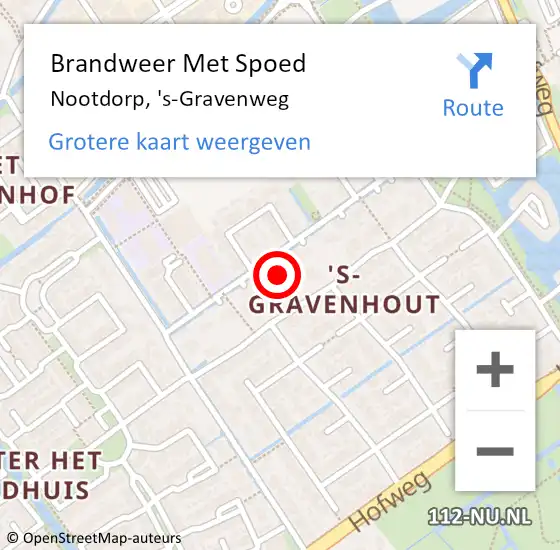 Locatie op kaart van de 112 melding: Brandweer Met Spoed Naar Nootdorp, 's-Gravenweg op 12 mei 2024 19:40