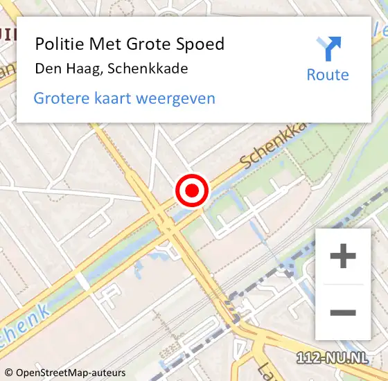 Locatie op kaart van de 112 melding: Politie Met Grote Spoed Naar Den Haag, Schenkkade op 12 mei 2024 19:41