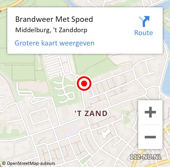 Locatie op kaart van de 112 melding: Brandweer Met Spoed Naar Middelburg, 't Zanddorp op 12 mei 2024 20:12