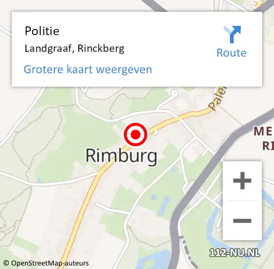 Locatie op kaart van de 112 melding: Politie Landgraaf, Rinckberg op 12 mei 2024 20:20