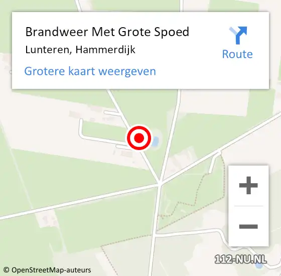 Locatie op kaart van de 112 melding: Brandweer Met Grote Spoed Naar Lunteren, Hammerdijk op 12 mei 2024 20:28