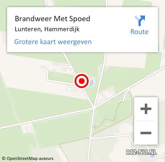 Locatie op kaart van de 112 melding: Brandweer Met Spoed Naar Lunteren, Hammerdijk op 12 mei 2024 20:28