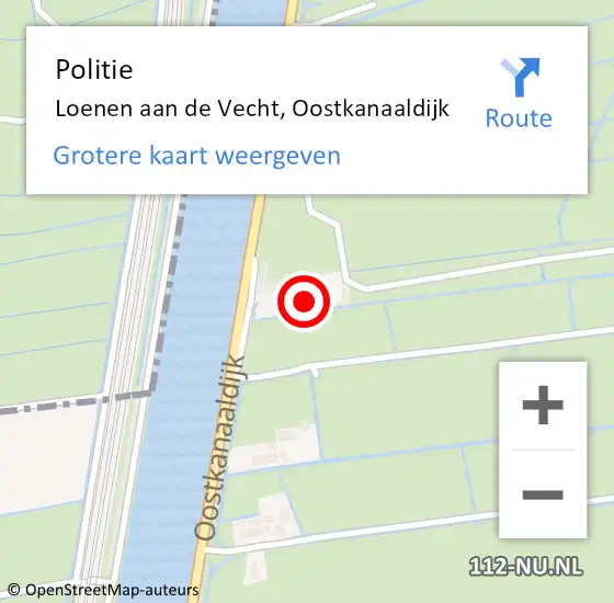 Locatie op kaart van de 112 melding: Politie Loenen aan de Vecht, Oostkanaaldijk op 12 mei 2024 20:50
