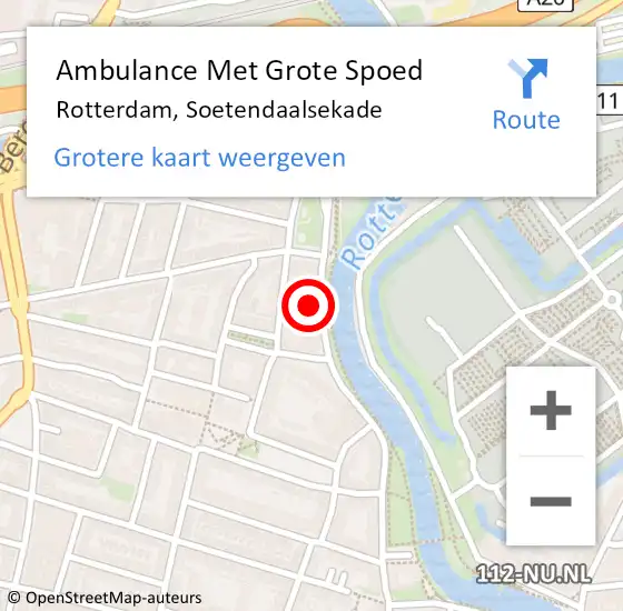 Locatie op kaart van de 112 melding: Ambulance Met Grote Spoed Naar Rotterdam, Soetendaalsekade op 12 mei 2024 21:03