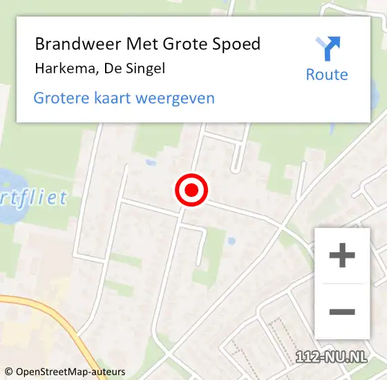 Locatie op kaart van de 112 melding: Brandweer Met Grote Spoed Naar Harkema, De Singel op 12 mei 2024 21:07