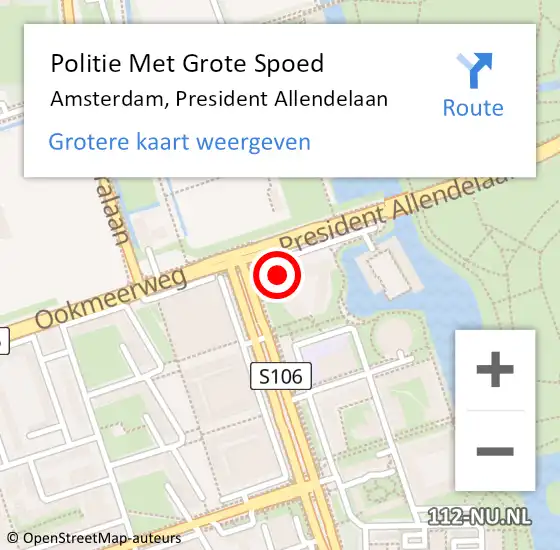 Locatie op kaart van de 112 melding: Politie Met Grote Spoed Naar Amsterdam, President Allendelaan op 12 mei 2024 21:38