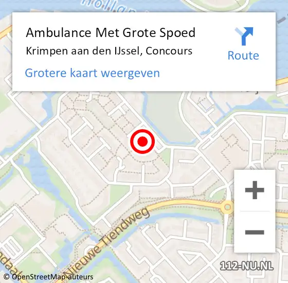 Locatie op kaart van de 112 melding: Ambulance Met Grote Spoed Naar Krimpen aan den IJssel, Concours op 12 mei 2024 21:41