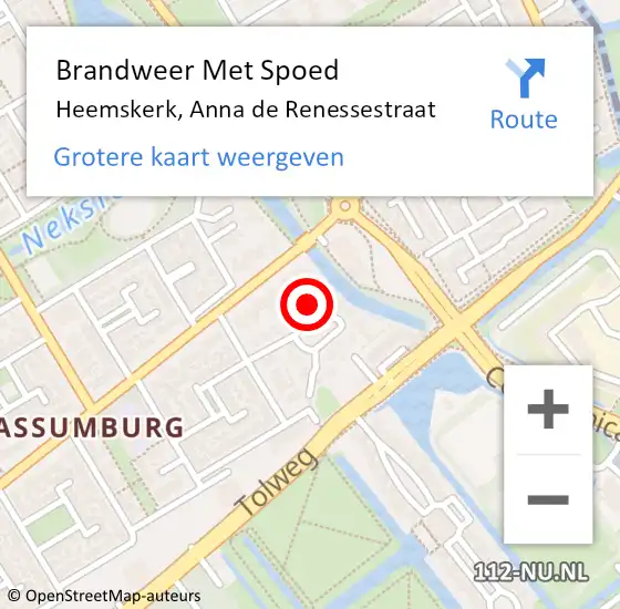 Locatie op kaart van de 112 melding: Brandweer Met Spoed Naar Heemskerk, Anna de Renessestraat op 12 mei 2024 21:42