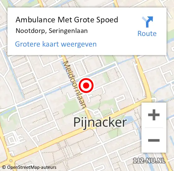 Locatie op kaart van de 112 melding: Ambulance Met Grote Spoed Naar Nootdorp, Seringenlaan op 12 mei 2024 21:45