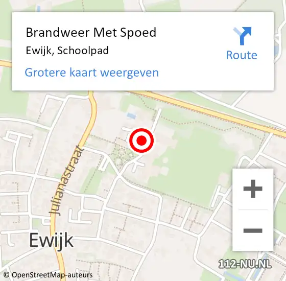 Locatie op kaart van de 112 melding: Brandweer Met Spoed Naar Ewijk, Schoolpad op 12 mei 2024 21:46