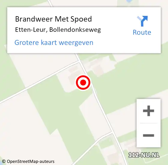 Locatie op kaart van de 112 melding: Brandweer Met Spoed Naar Etten-Leur, Bollendonkseweg op 12 mei 2024 22:10