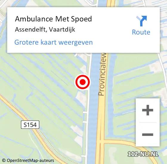 Locatie op kaart van de 112 melding: Ambulance Met Spoed Naar Assendelft, Vaartdijk op 12 mei 2024 22:17