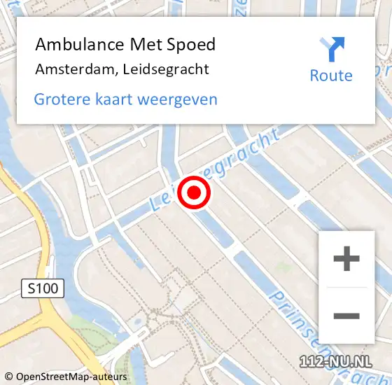 Locatie op kaart van de 112 melding: Ambulance Met Spoed Naar Amsterdam, Leidsegracht op 12 mei 2024 22:19