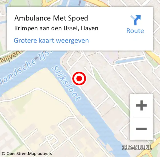 Locatie op kaart van de 112 melding: Ambulance Met Spoed Naar Krimpen aan den IJssel, Haven op 12 mei 2024 22:27