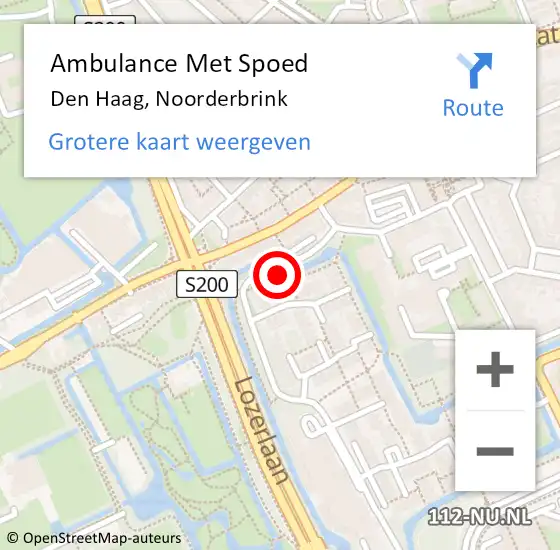 Locatie op kaart van de 112 melding: Ambulance Met Spoed Naar Den Haag, Noorderbrink op 12 mei 2024 22:34