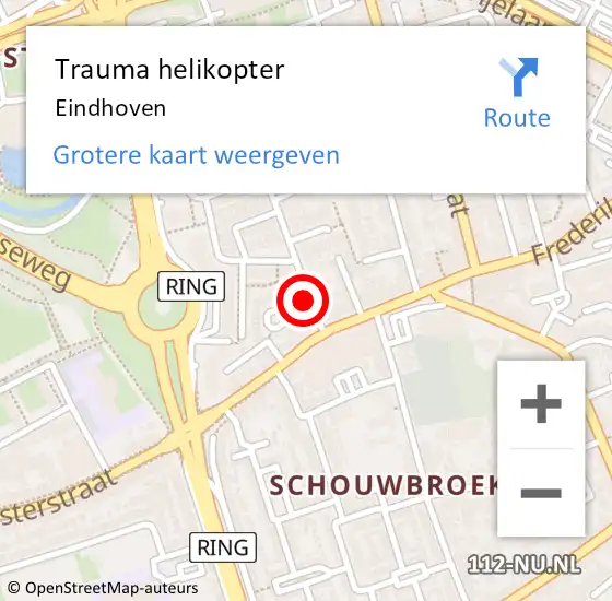 Locatie op kaart van de 112 melding: Trauma helikopter Eindhoven op 12 mei 2024 22:34