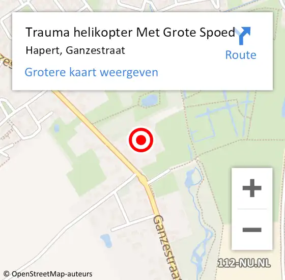 Locatie op kaart van de 112 melding: Trauma helikopter Met Grote Spoed Naar Hapert, Ganzestraat op 12 mei 2024 22:35