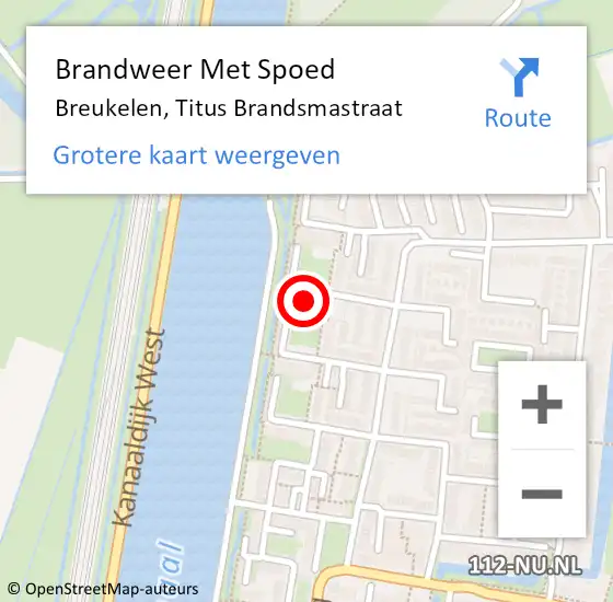 Locatie op kaart van de 112 melding: Brandweer Met Spoed Naar Breukelen, Titus Brandsmastraat op 12 mei 2024 22:51