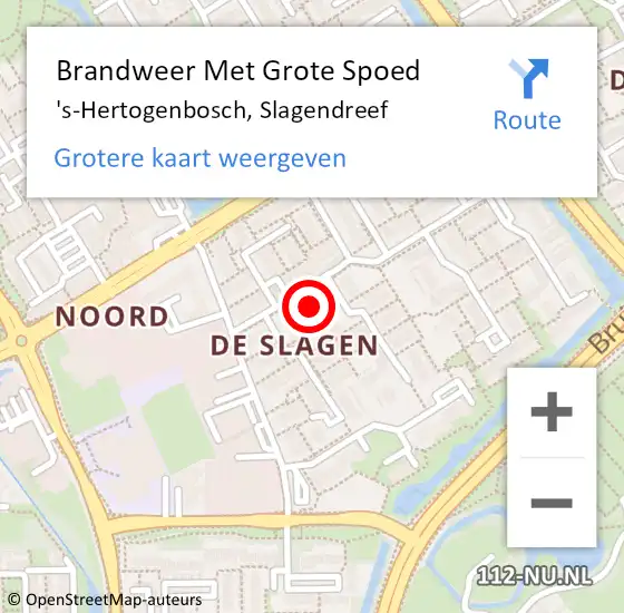 Locatie op kaart van de 112 melding: Brandweer Met Grote Spoed Naar 's-Hertogenbosch, Slagendreef op 12 mei 2024 23:11