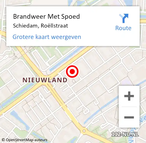 Locatie op kaart van de 112 melding: Brandweer Met Spoed Naar Schiedam, Roëllstraat op 12 mei 2024 23:13