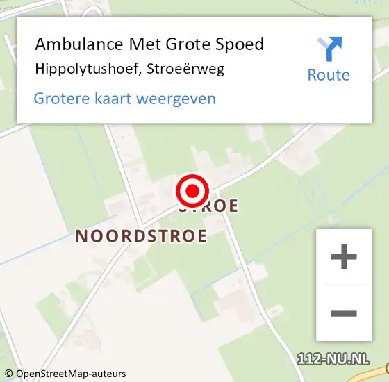 Locatie op kaart van de 112 melding: Ambulance Met Grote Spoed Naar Hippolytushoef, Stroeërweg op 12 mei 2024 23:30