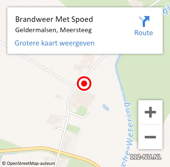 Locatie op kaart van de 112 melding: Brandweer Met Spoed Naar Geldermalsen, Meersteeg op 12 mei 2024 23:57