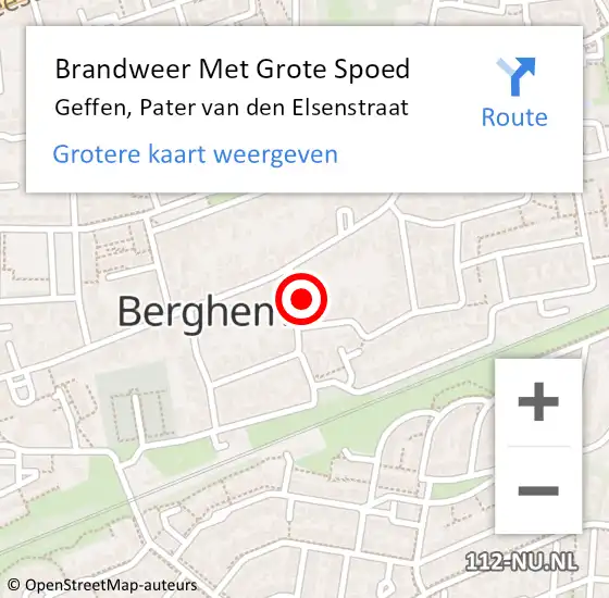 Locatie op kaart van de 112 melding: Brandweer Met Grote Spoed Naar Geffen, Pater van den Elsenstraat op 12 mei 2024 23:59
