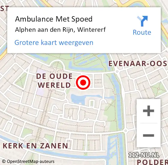 Locatie op kaart van de 112 melding: Ambulance Met Spoed Naar Alphen aan den Rijn, Wintererf op 13 mei 2024 00:25