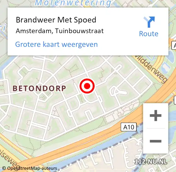 Locatie op kaart van de 112 melding: Brandweer Met Spoed Naar Amsterdam, Tuinbouwstraat op 13 mei 2024 00:36