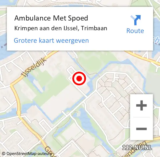 Locatie op kaart van de 112 melding: Ambulance Met Spoed Naar Krimpen aan den IJssel, Trimbaan op 13 mei 2024 00:49