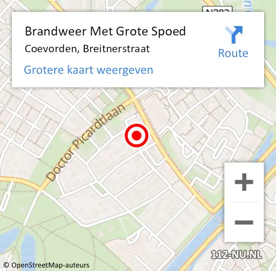 Locatie op kaart van de 112 melding: Brandweer Met Grote Spoed Naar Coevorden, Breitnerstraat op 13 mei 2024 01:06
