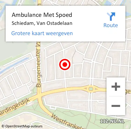 Locatie op kaart van de 112 melding: Ambulance Met Spoed Naar Schiedam, Van Ostadelaan op 13 mei 2024 02:04