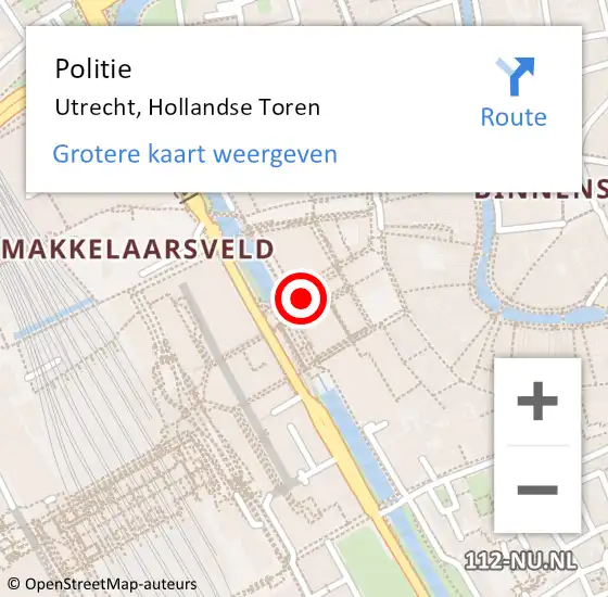 Locatie op kaart van de 112 melding: Politie Utrecht, Hollandse Toren op 13 mei 2024 02:05
