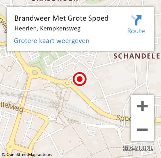 Locatie op kaart van de 112 melding: Brandweer Met Grote Spoed Naar Heerlen, Kempkensweg op 13 mei 2024 02:09