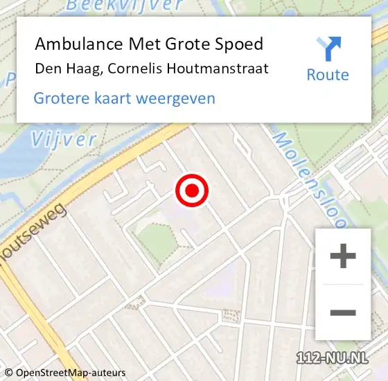 Locatie op kaart van de 112 melding: Ambulance Met Grote Spoed Naar Den Haag, Cornelis Houtmanstraat op 13 mei 2024 02:34