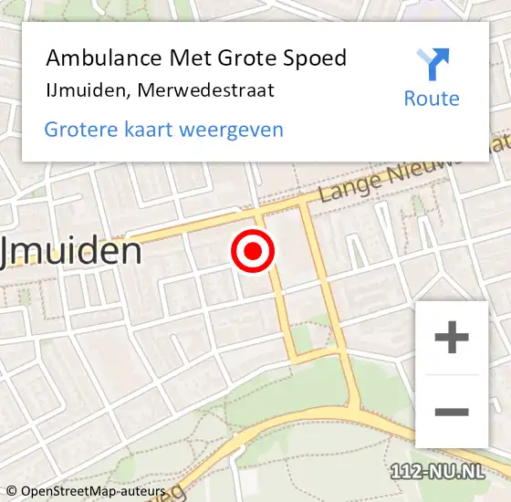 Locatie op kaart van de 112 melding: Ambulance Met Grote Spoed Naar IJmuiden, Merwedestraat op 13 mei 2024 03:04