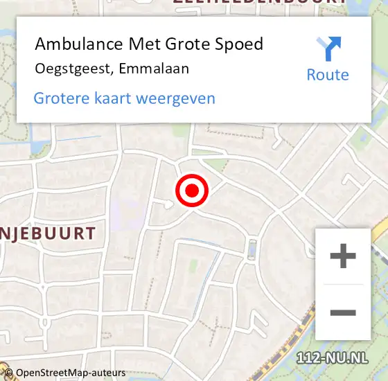 Locatie op kaart van de 112 melding: Ambulance Met Grote Spoed Naar Oegstgeest, Emmalaan op 13 mei 2024 03:47