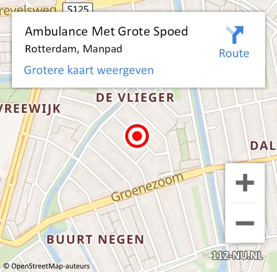 Locatie op kaart van de 112 melding: Ambulance Met Grote Spoed Naar Rotterdam, Manpad op 13 mei 2024 04:33
